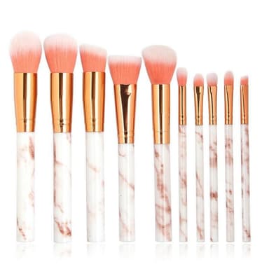 10-Pack profesjonelle & skånsomme sminkekoster - fin design i marmor & roségull