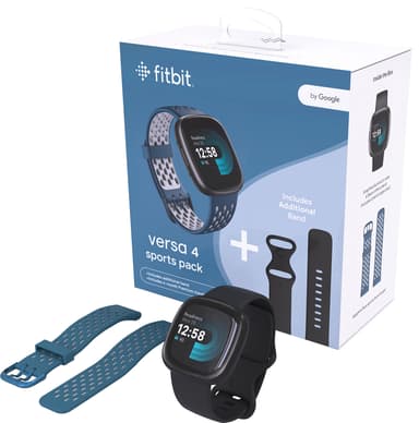 Fitbit Versa 4 smartklokke samlepakke (sort/safir)