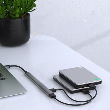 Hub med 7 utganger, USB3.0 til USB2.0/3.0 USB Sølvgrå