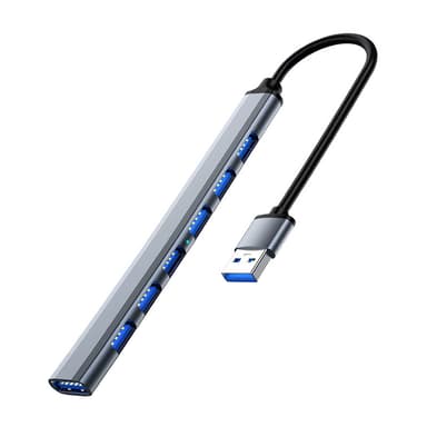 Hub med 7 utganger, USB3.0 til USB2.0/3.0 USB Sølvgrå