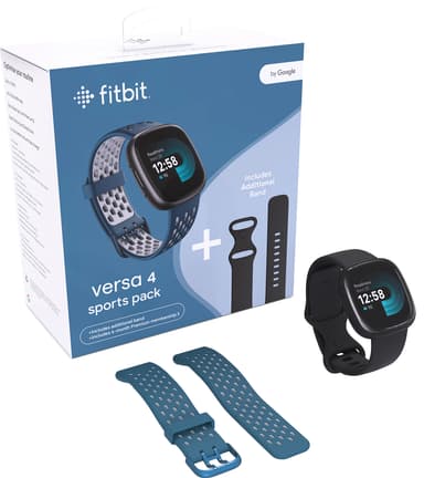 Fitbit Versa 4 smartklokke samlepakke (sort/safir)
