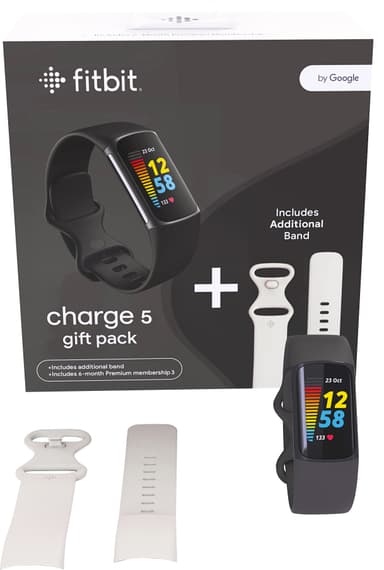 Fitbit Charge 5 aktivitetsarmbånd samlepakke (sort/hvit)