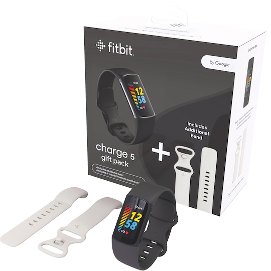 Fitbit Charge 5 aktivitetsarmbånd samlepakke (sort/hvit)