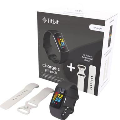 Fitbit Charge 5 aktivitetsarmbånd samlepakke (sort/hvit)