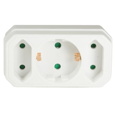 Grenuttak med 2 Euro + 1 jordet stikkontakt Hvit