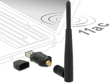 DeLOCK trådløst netverkskort, ekstern antenne, 802.11AC, USB 2.0, svar