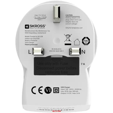 SKross Europa til UK USB reiseadapter 322912
