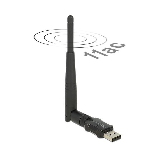 DeLOCK trådløst netverkskort, ekstern antenne, 802.11AC, USB 2.0, svar