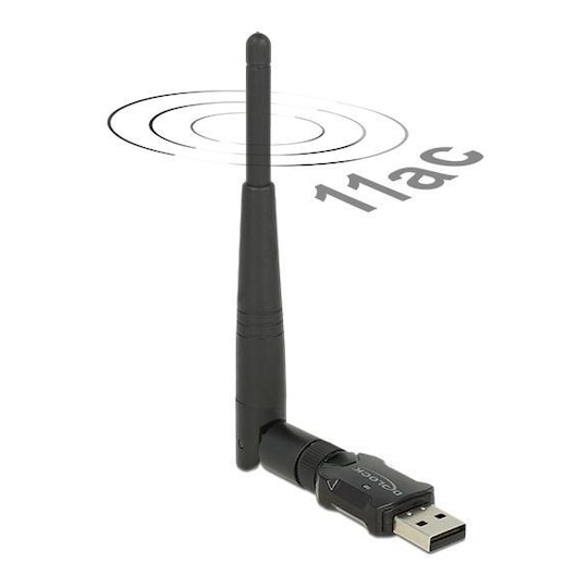 DeLOCK trådløst netverkskort, ekstern antenne, 802.11AC, USB 2.0, svar