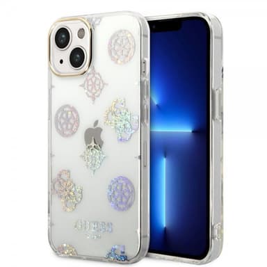 Guess iPhone 14 Deksel Peony Glitter Hvit