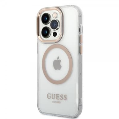 Guess iPhone 14 Pro Max Deksel Transparent MagSafe Gull Transparent
