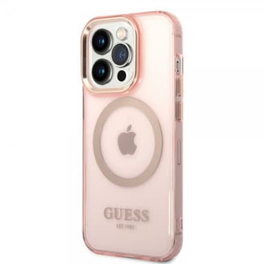 Guess iPhone 14 Pro Max Deksel Translucent MagSafe Rosa