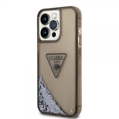 Guess iPhone 14 Pro Max Deksel Liquid Glitter Translucent Svart