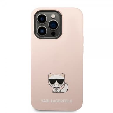 Karl Lagerfeld iPhone 14 Pro Deksel Liquid Silicone Choupette Rosa