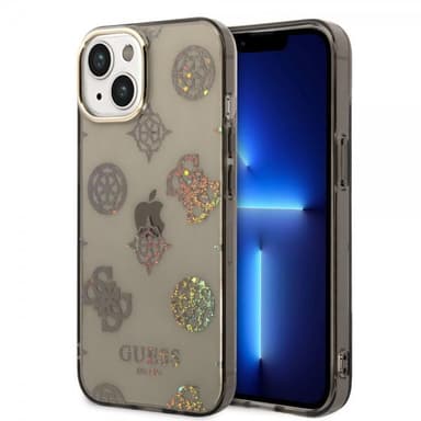 Guess iPhone 14 Deksel Peony Glitter Svart