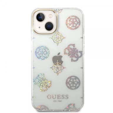 Guess iPhone 14 Deksel Peony Glitter Hvit