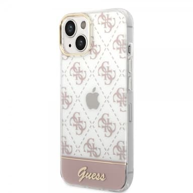 Guess iPhone 14 Plus Deksel Bottom Stripe Script Logo Rosa