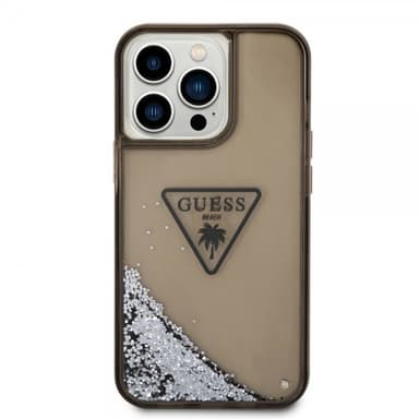 Guess iPhone 14 Pro Max Deksel Liquid Glitter Translucent Svart