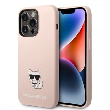 Karl Lagerfeld iPhone 14 Pro Deksel Liquid Silicone Choupette Rosa