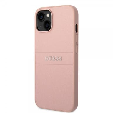 Guess iPhone 14 Plus Deksel Saffiano Metal Logo Stripes Rosa