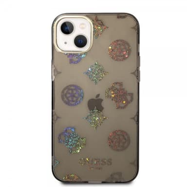 Guess iPhone 14 Plus Deksel Peony Glitter Svart