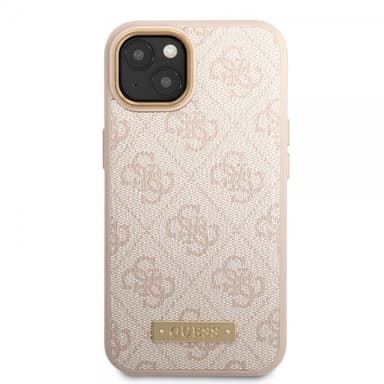 Guess iPhone 14 Plus Deksel Metal Plate Logo MagSafe Rosa