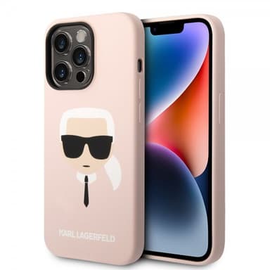 Karl Lagerfeld iPhone 14 Pro Deksel Liquid Silicone Karl Rosa