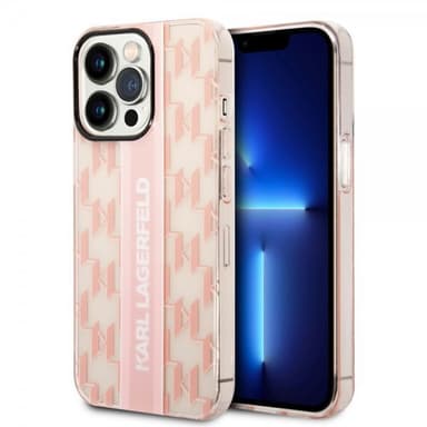 Karl Lagerfeld iPhone 14 Pro Max Deksel Monogram Vertical Stripe Rosa