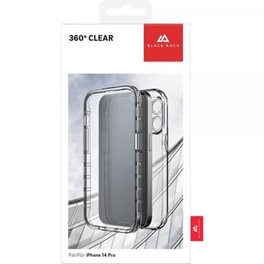 Black Rock iPhone 14 Pro Deksel 360° Real Glass Case Svart Klar