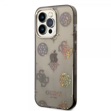 Guess iPhone 14 Pro Deksel Peony Glitter Svart