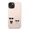 Karl Lagerfeld iPhone 14 Plus Deksel Liquid Silicone Karl & Choupette MagSafe Rosa