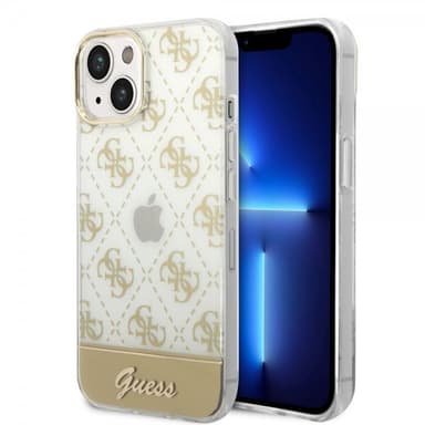Guess iPhone 14 Deksel Bottom Stripe Script Logo Gull