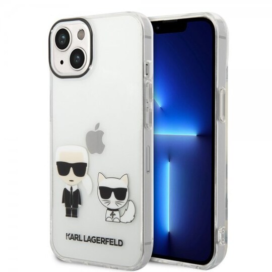 Karl Lagerfeld iPhone 14 Plus Deksel Karl & Choupette Gradient Vit