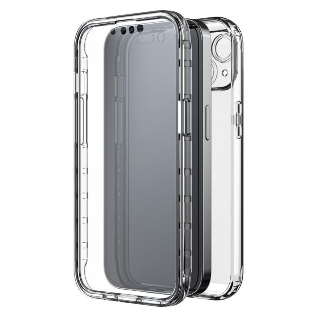Black Rock iPhone 14 Deksel 360° Real Glass Case Svart Klar