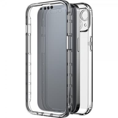 Black Rock iPhone 14 Deksel 360° Real Glass Case Svart Klar