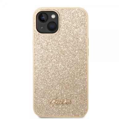 Guess iPhone 14 Plus Deksel Glitter Flakes Metal Logo Gull