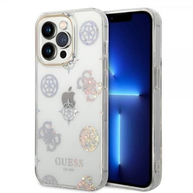 Guess iPhone 14 Pro Deksel Peony Glitter Hvit