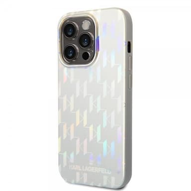 Karl Lagerfeld iPhone 14 Pro Deksel Monogram Iridescent Sølv