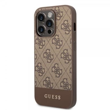 Guess iPhone 14 Pro Deksel Bottom Stripe Metal Logo Brun