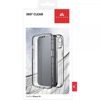 Black Rock iPhone 14 Deksel 360° Real Glass Case Svart Klar