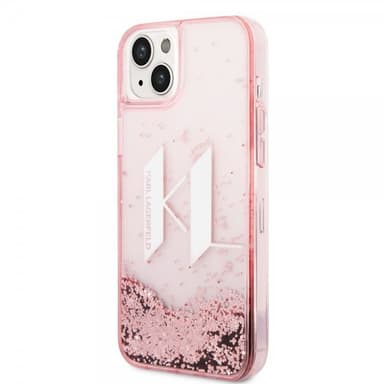 Karl Lagerfeld iPhone 14 Plus Deksel Liquid Glitter Big Logo Rosa