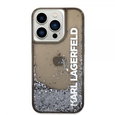 Karl Lagerfeld iPhone 14 Pro Max Deksel Liquid Glitter Translucent Svart