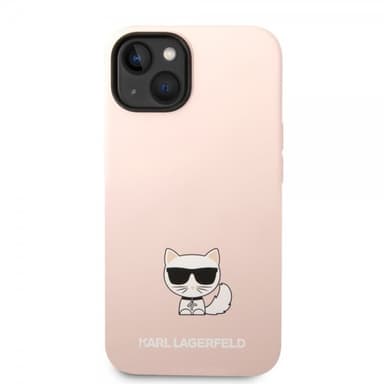 Karl Lagerfeld iPhone 14 Deksel Liquid Silicone Choupette Rosa