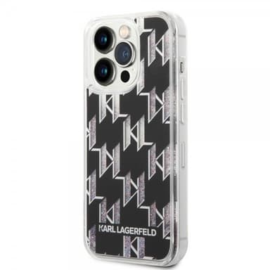 Karl Lagerfeld iPhone 14 Pro Deksel Liquid Glitter Monogram Svart