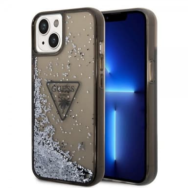 Guess iPhone 14 Plus Deksel Liquid Glitter Translucent Svart