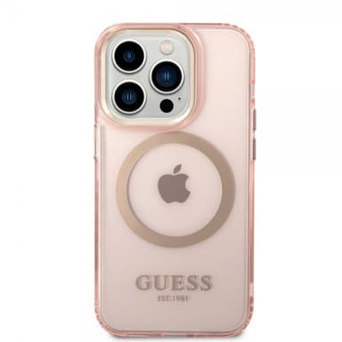 Guess iPhone 14 Pro Deksel Translucent MagSafe Rosa