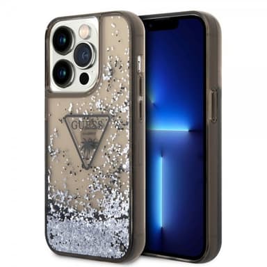 Guess iPhone 14 Pro Deksel Liquid Glitter Translucent Svart