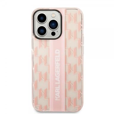 Karl Lagerfeld iPhone 14 Pro Max Deksel Monogram Vertical Stripe Rosa