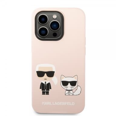 Karl Lagerfeld iPhone 14 Pro Max Deksel Liquid Silicone Karl & Choupette MagSafe Rosa