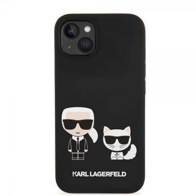 Karl Lagerfeld iPhone 14 Plus Deksel Liquid Silicone Karl & Choupette MagSafe Svart